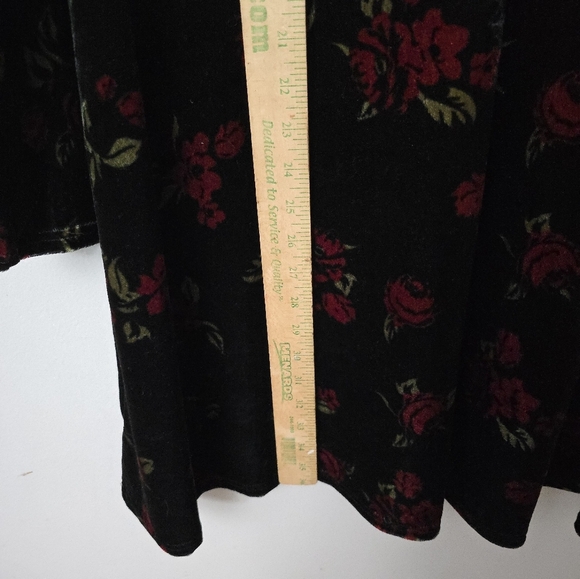 Falls Creek Womens Dark Floral Velvet Dress Size XL Black Stretch Whimsigoth - Picture 10 of 11